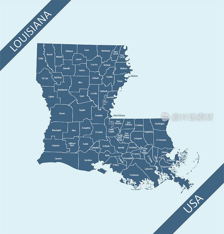 Counties map of Louisiana